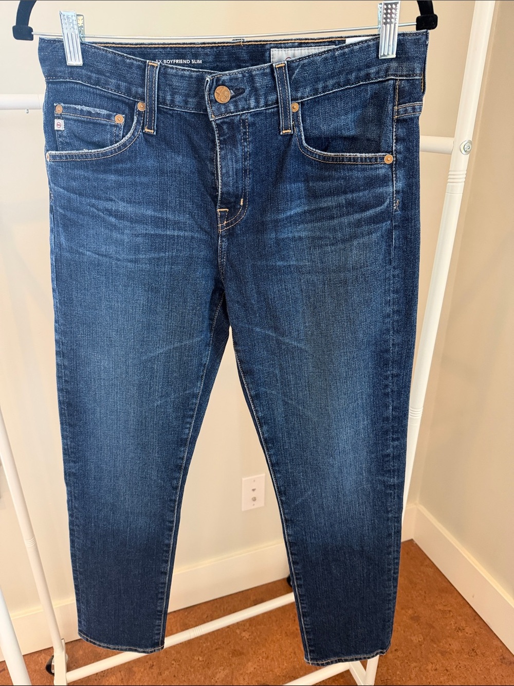 Agolde Women's Boyfriend Slim Jeans in Dark Blue Denim